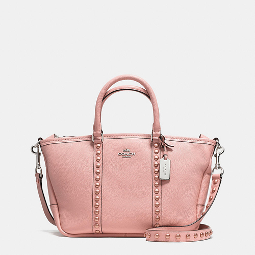 Central Satchel In Lacquer Rivets Pebble Leather | Women